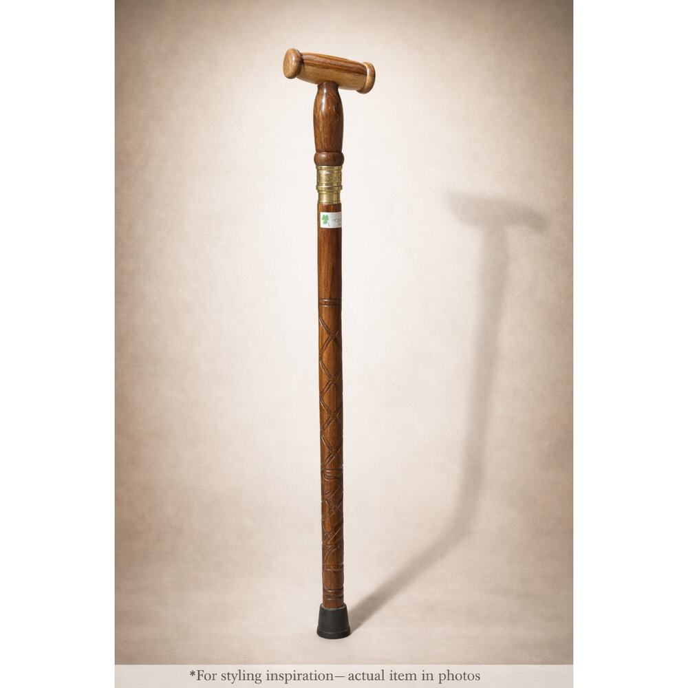 Michael Vignoles Crafted Wood Walking Cane, Brass - Ireland